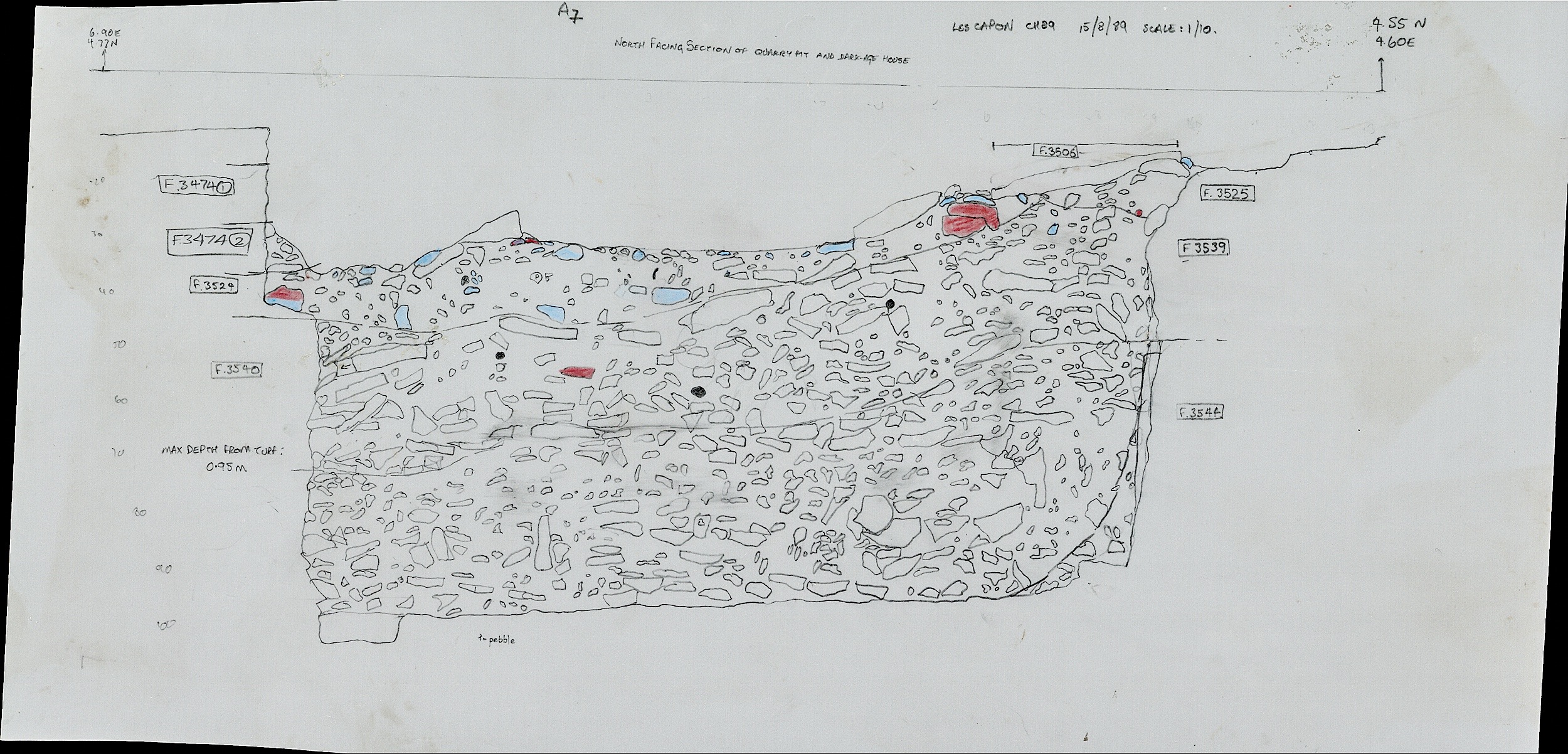 15. Section of quarry and house