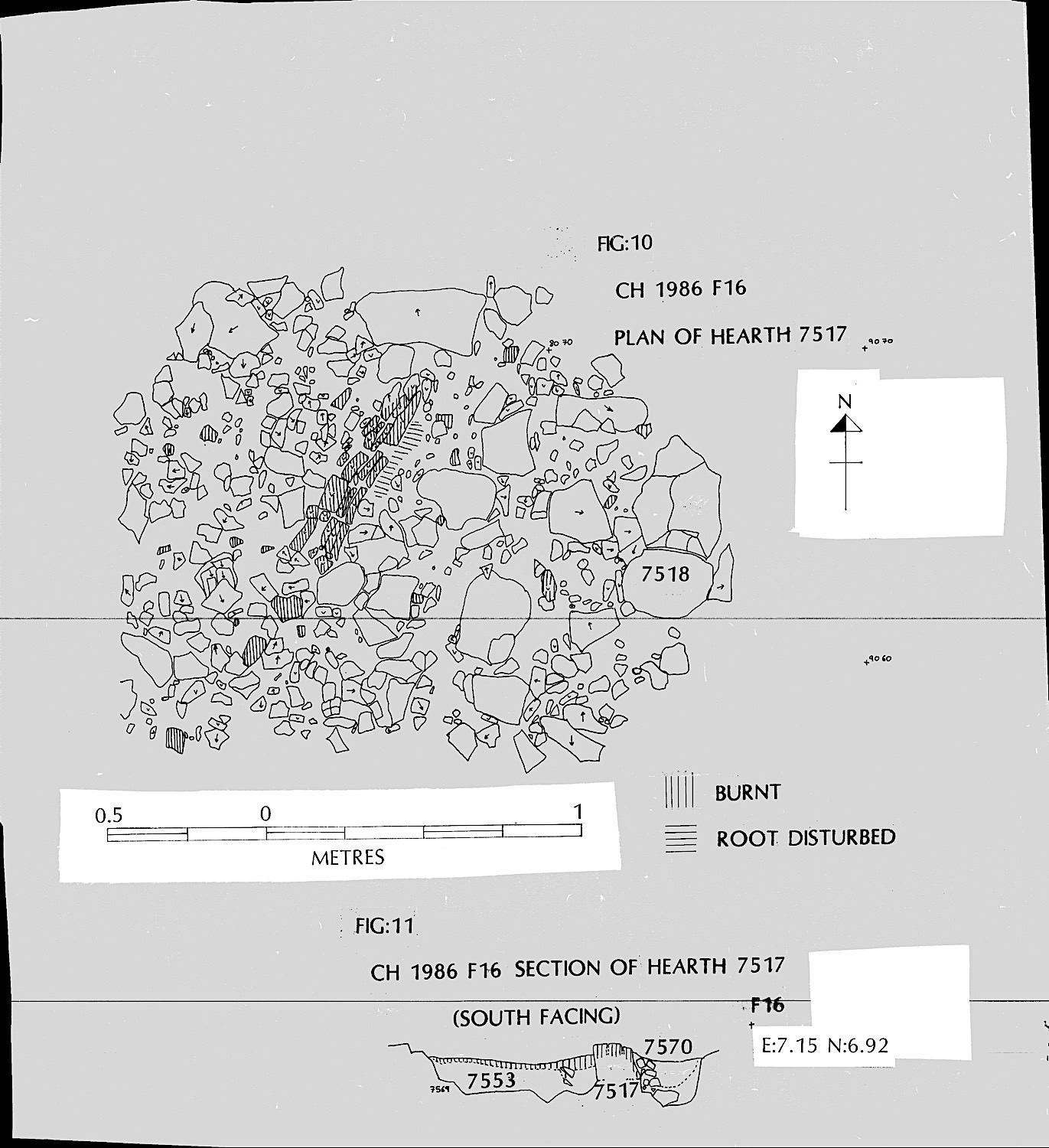 14. Plan and section of hearth F07517