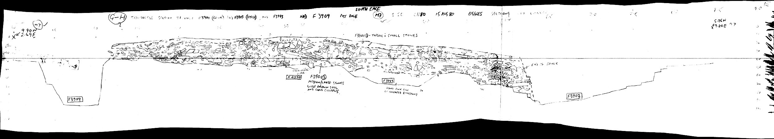 12. G-H tranverse section through ditch and bank (hand)