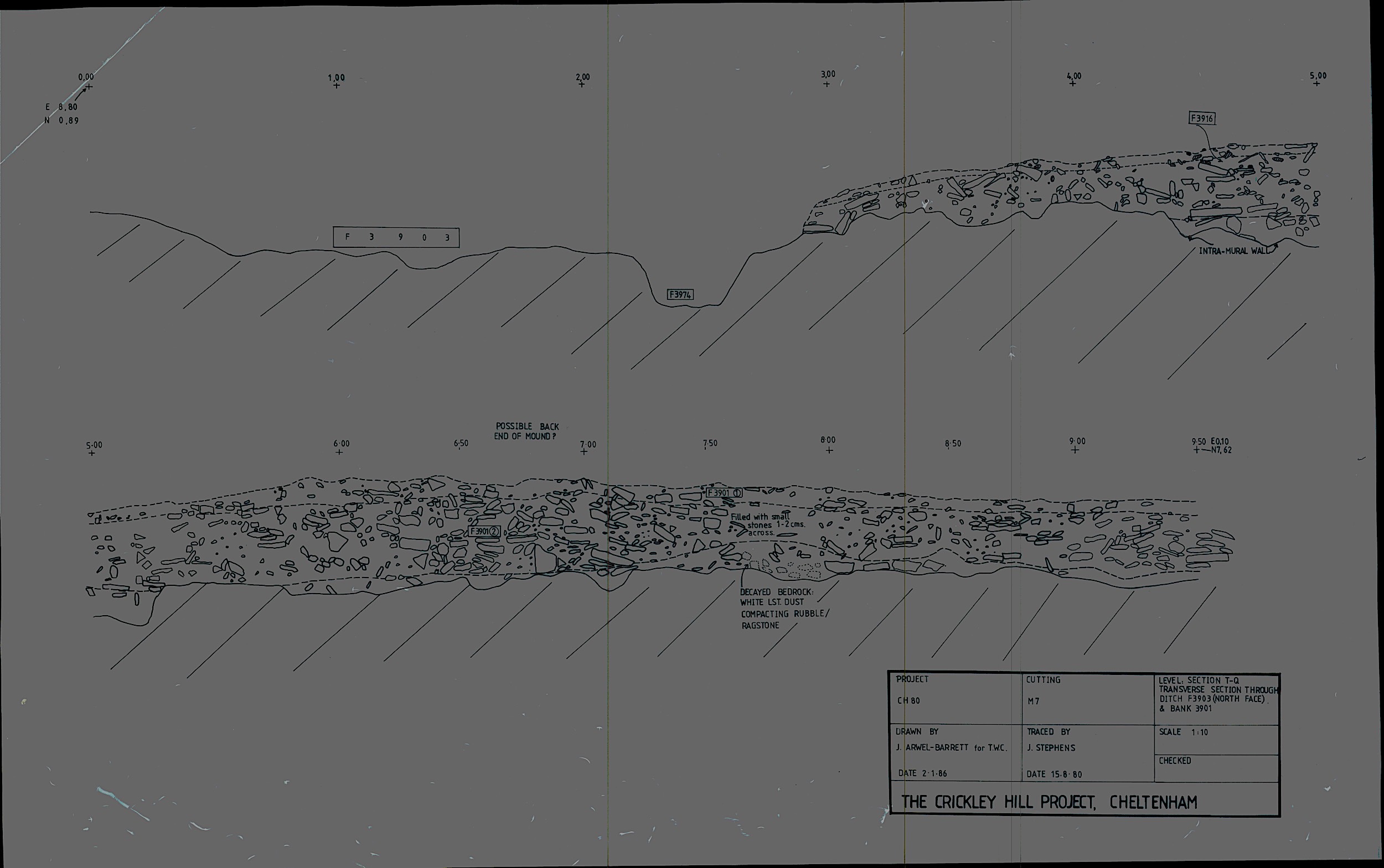 13. T-Q tranverse section through ditch and bank