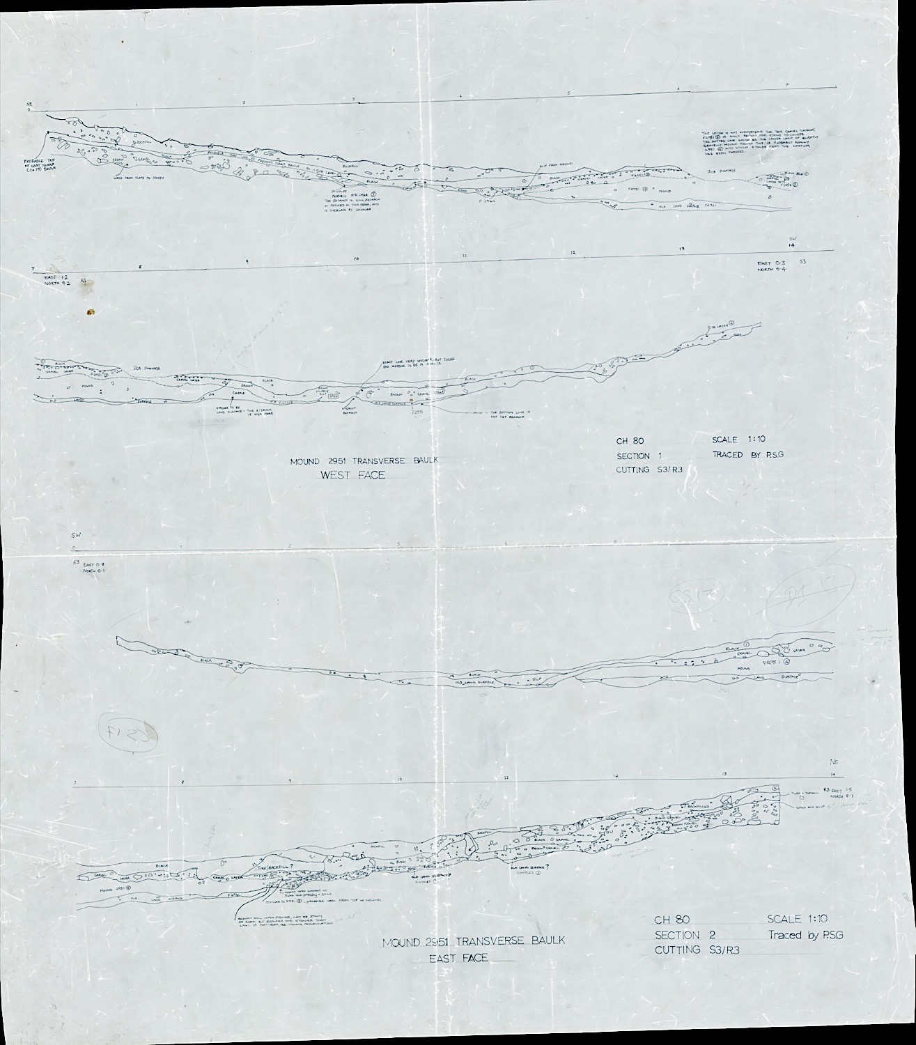 36. Long Mound baulk sections 1 and 2