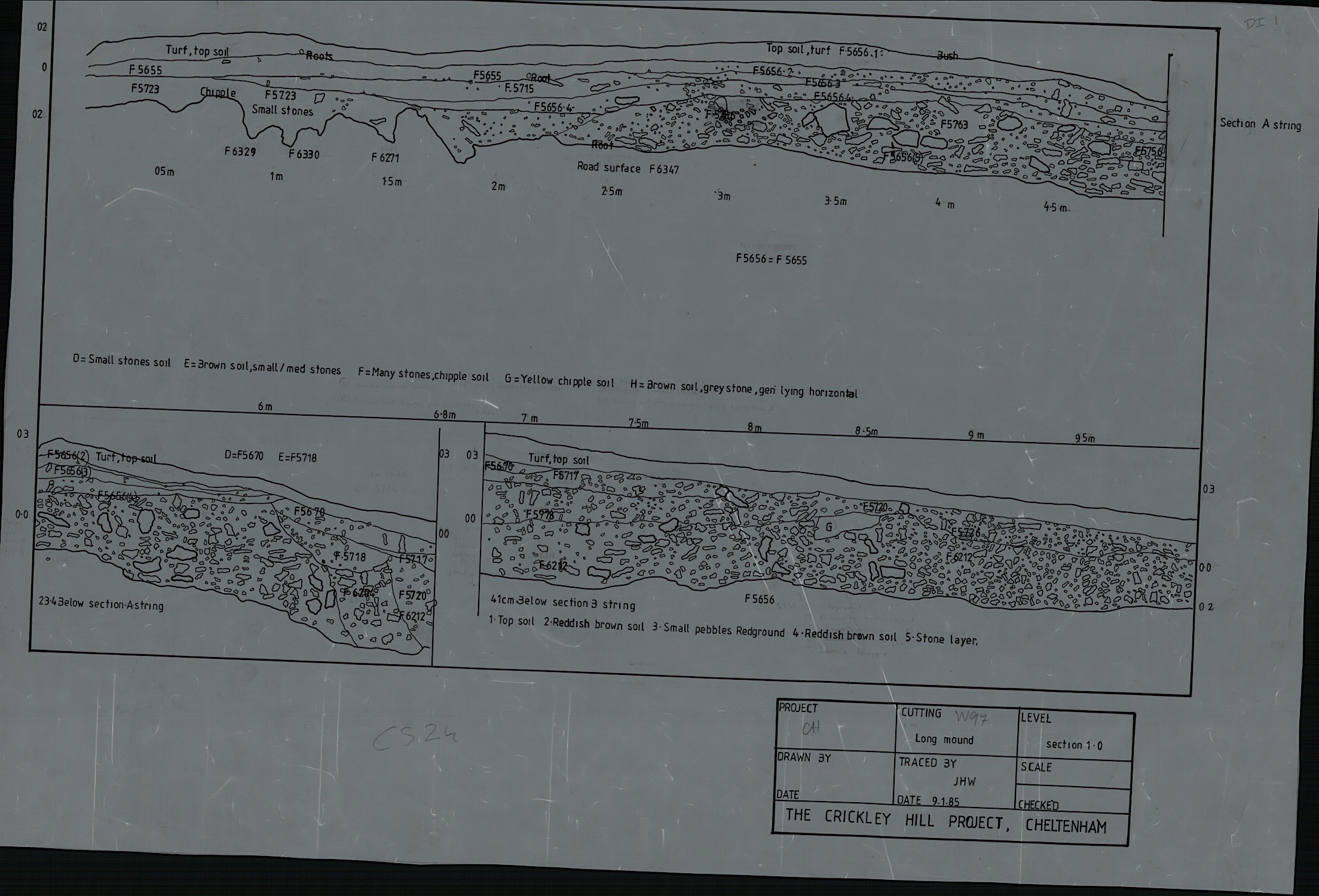 41. Three Long Mound sections (ink)