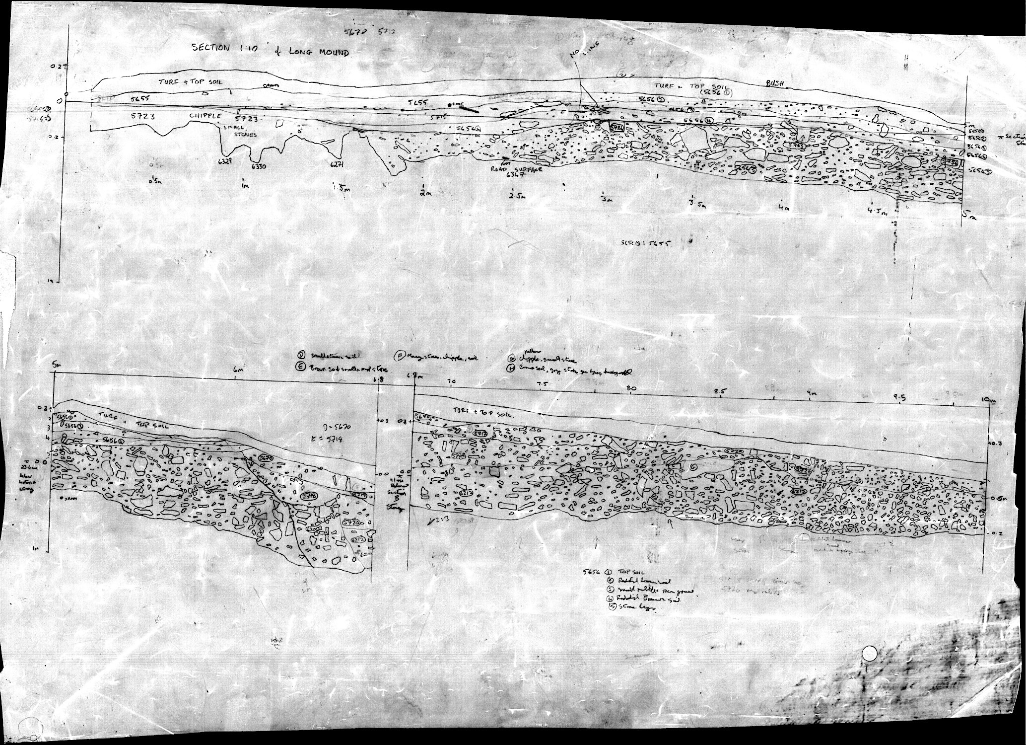 43. Three Long Mound sections (hand)